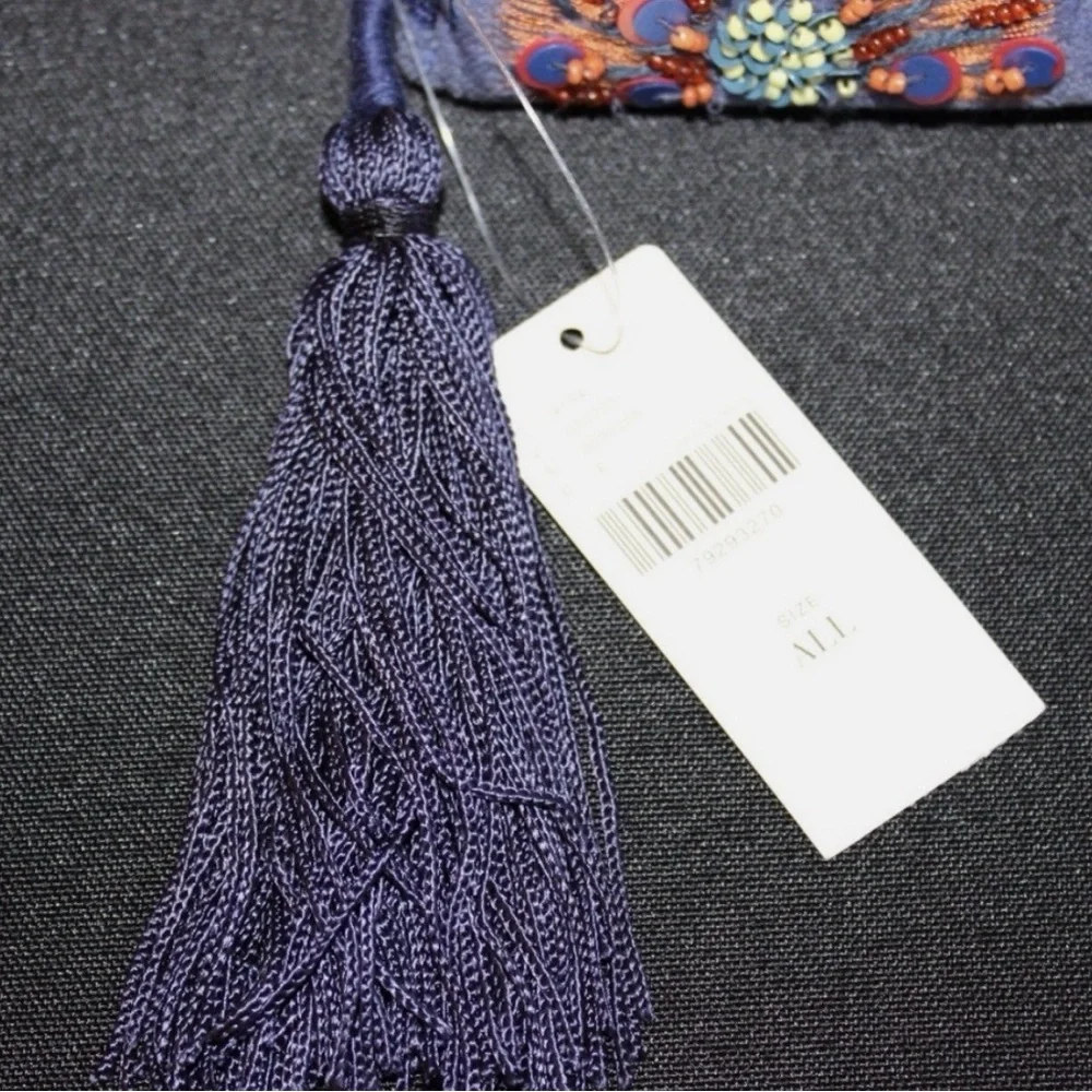 Embroidered Blue Anthropologie Velvet Clutch - Picture 6 of 7